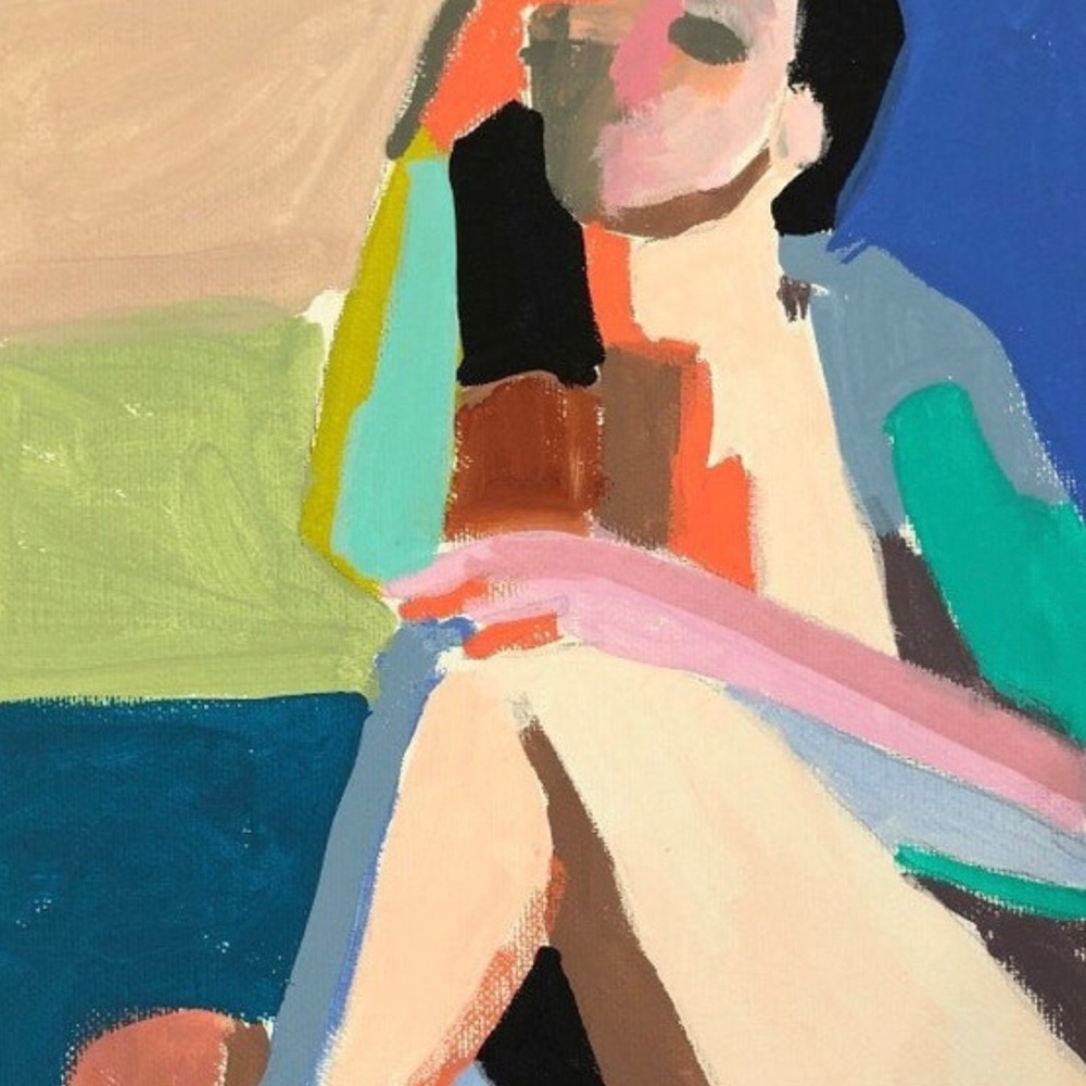 GRACEFUL lll 8x10 Abstract Figure Study Portrait Painting Colorful Wall Decor